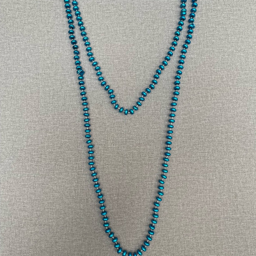 Elegant Decorative Extra longer Blue Beaded Necklace,sweater necklace